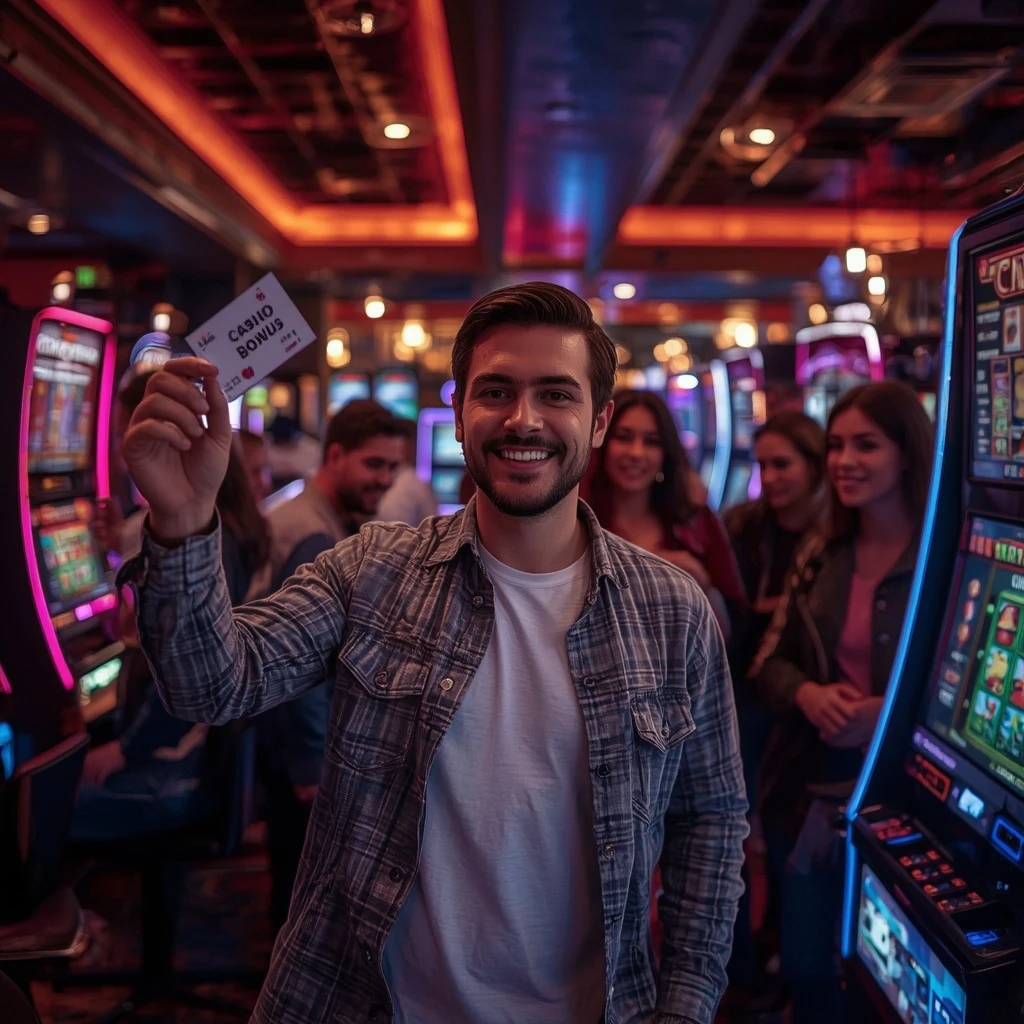 una persona con un bono de casino MR BET CASINO